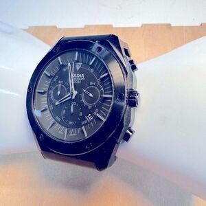 Pulsar Men's Chronograph Watch VD53-x129 black ceramic new battery